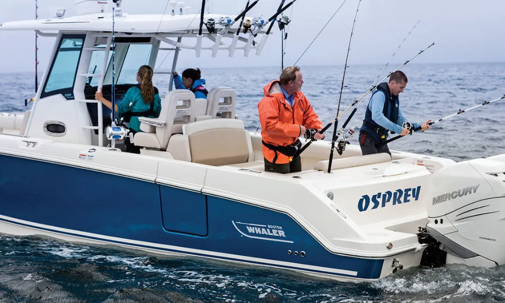 center console fishing in the ocean